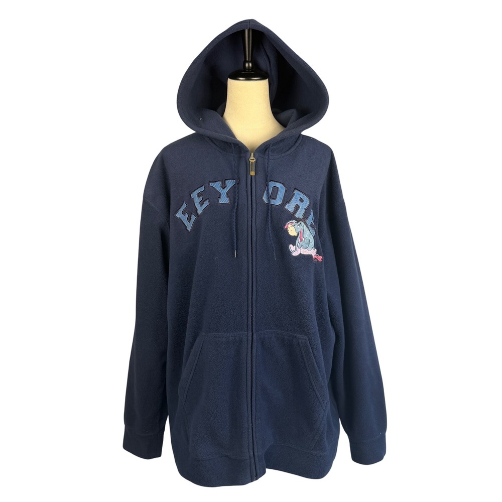 Disney Eeyore‎ Fleece Full Zip Hoodie Navy Blue Womens 2X Winnie the Pooh